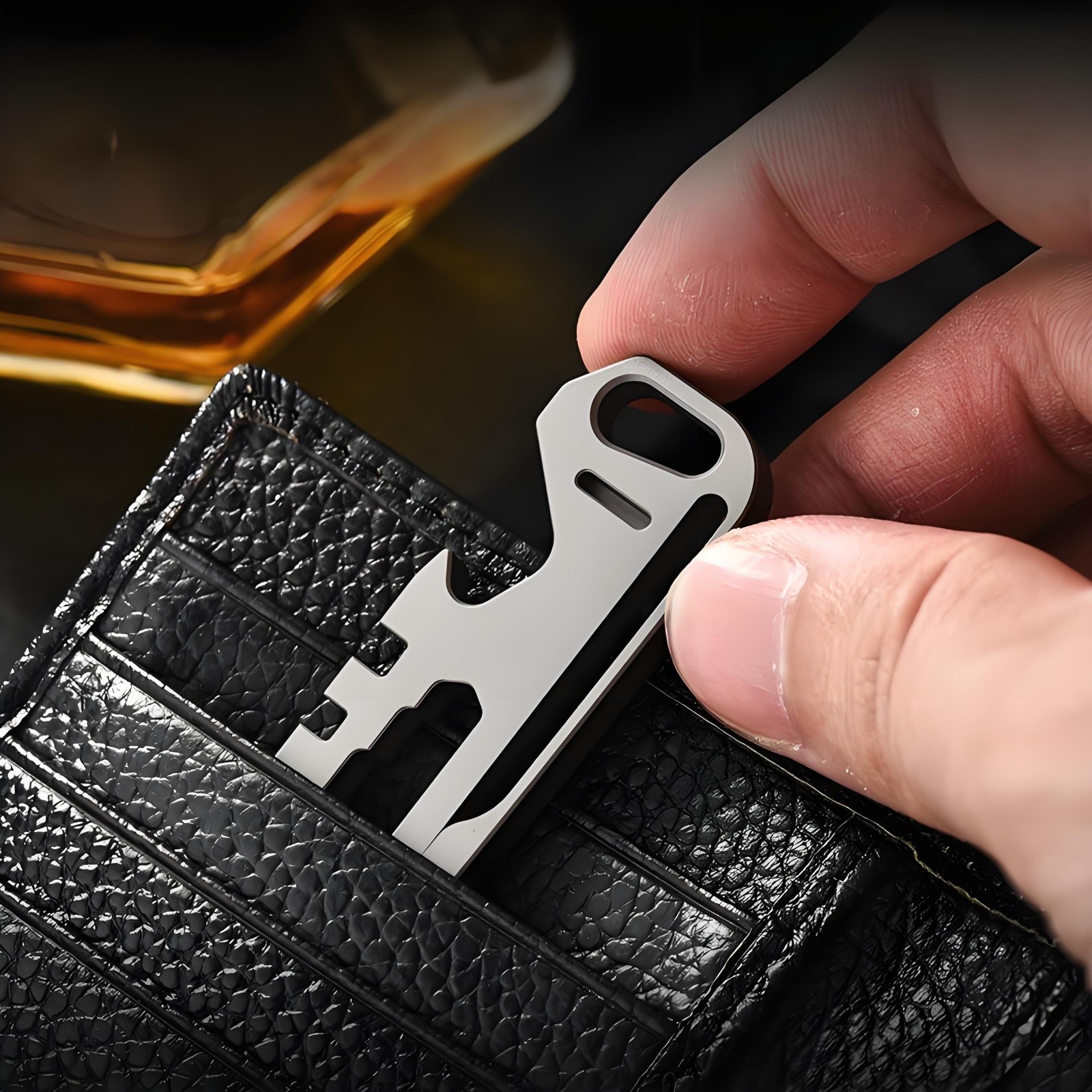 Titanium Alloy EDC Multi-Tool Pry Bar Wrench Spanner with 3 Screwdriver Heads