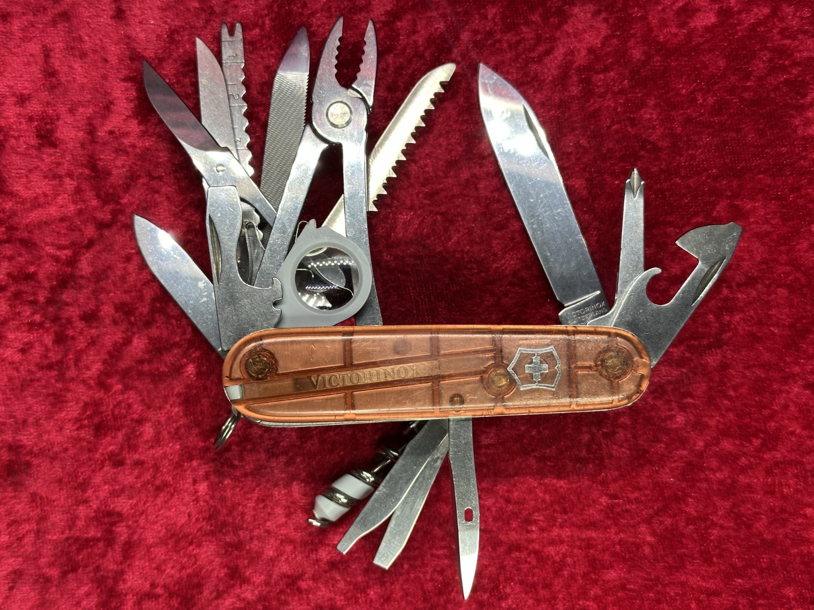 Victorinox SwissChamp Amber Orange Brown Transparent Swiss Army Knife Vintage