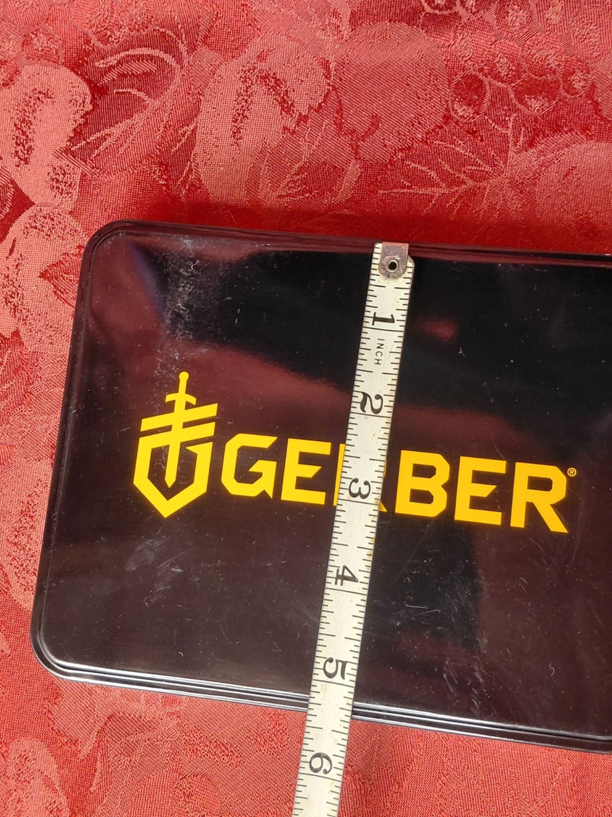 Gerber Logo Black & Yellow Empty Tin **ONLY Storage Box 7″ x 5″” x 1.5″ Insert