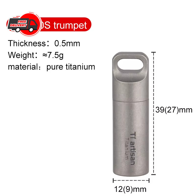 Titanium Alloy Waterproof Container Pill Box Travel Survival EDC Tool Keychain