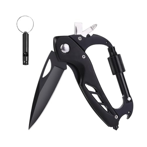 Multitool Carabiner with Pocket Knife, EDC Carabiners Keychain with Folding