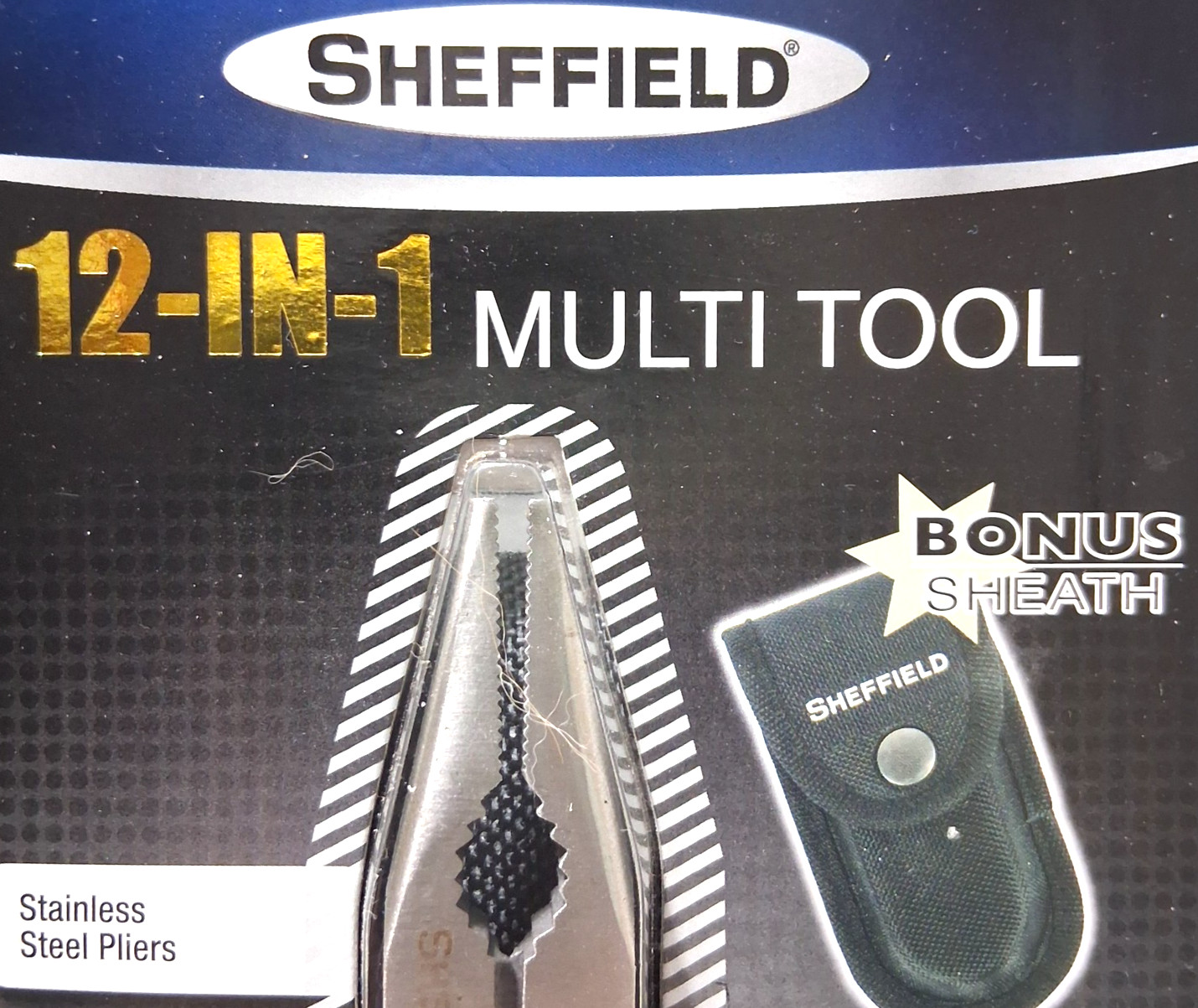 12-in-1 Multi Tool w/ Sheath – Sheffield – # 5725 – New in Sealed Retail Package