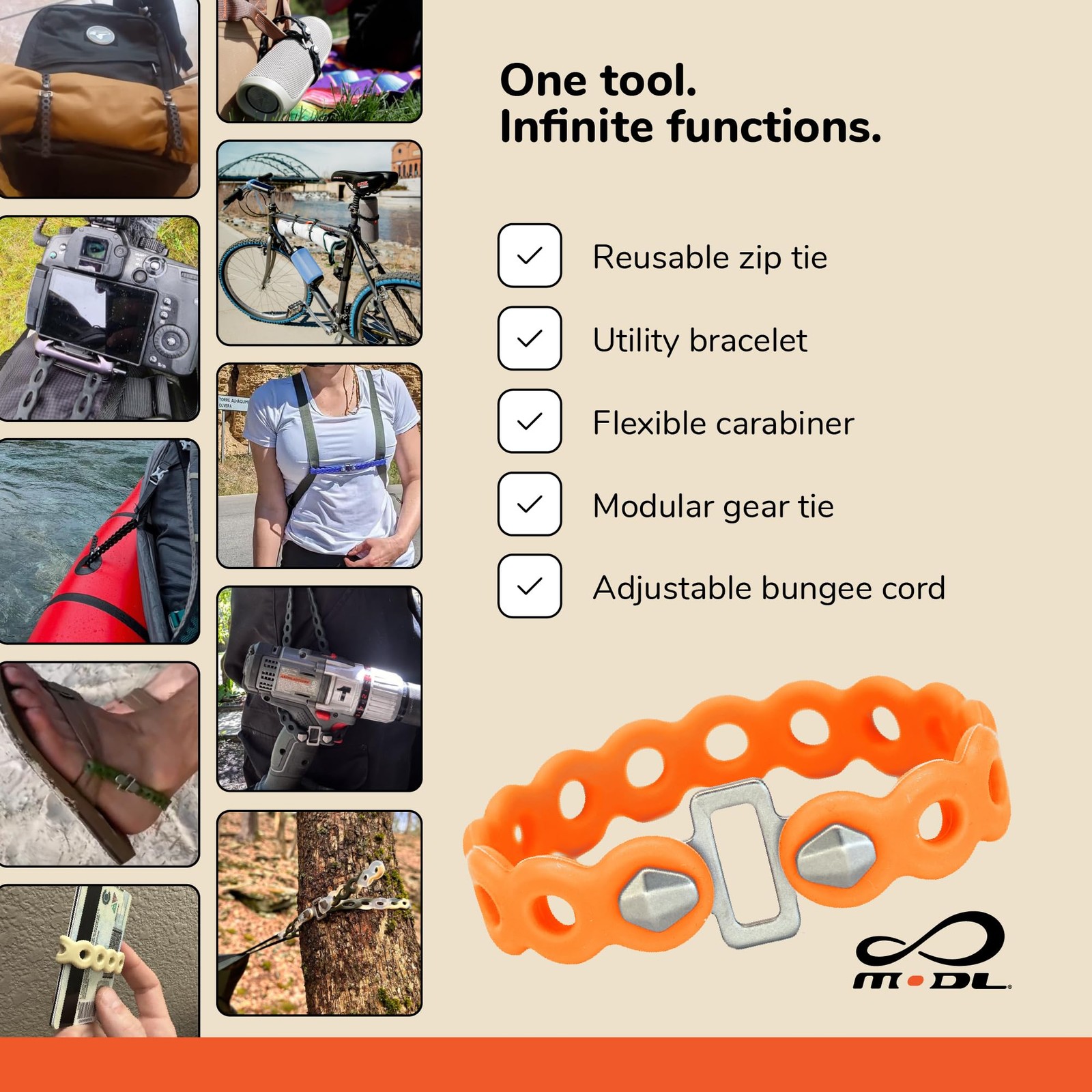 MODL Infinity Tool™ 2.0 Modular Two 8-inch & two 16-inch tools, Neon Orange