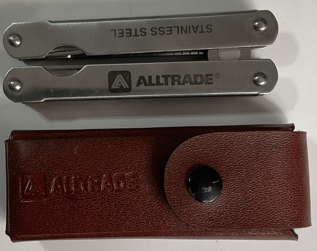Alltrade Stainless Steel Multi-Tool With Brown Leather Case