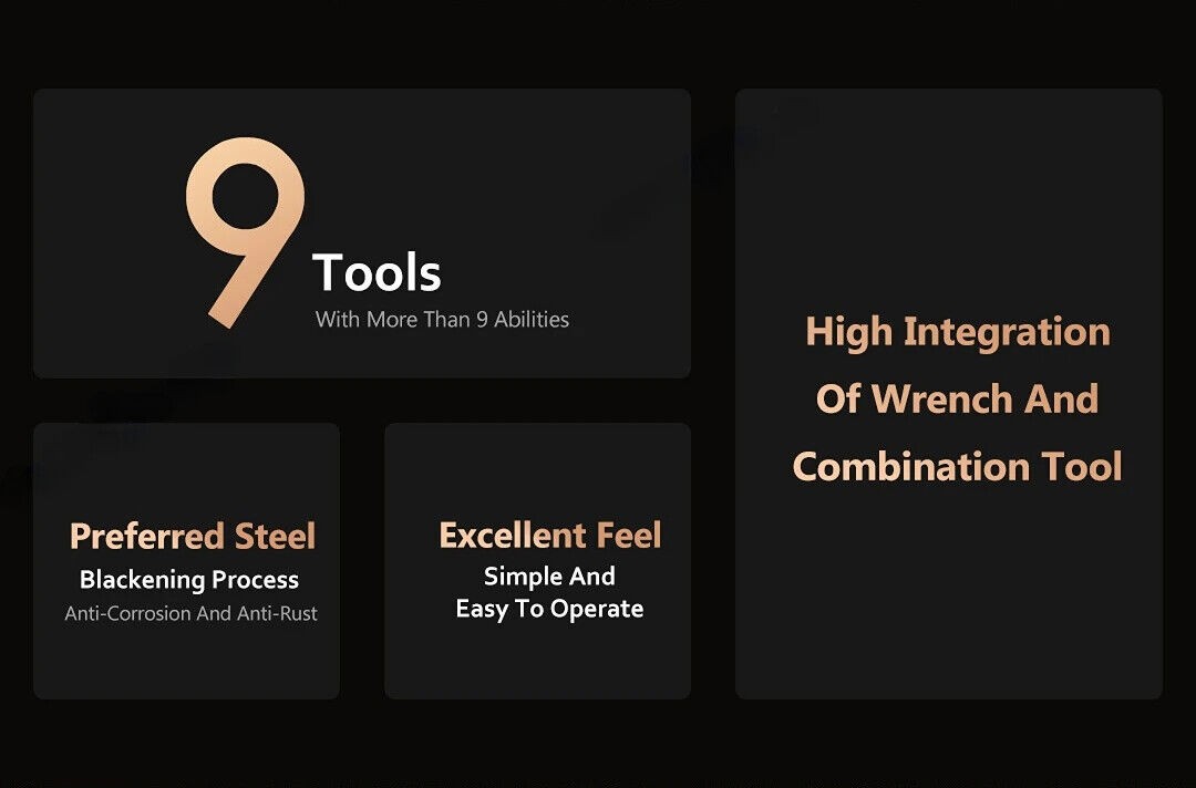 9 In 1 Wrench Knife Folding Multi-Purpose Pliers Wood Saw Slotted Screwdrivers
