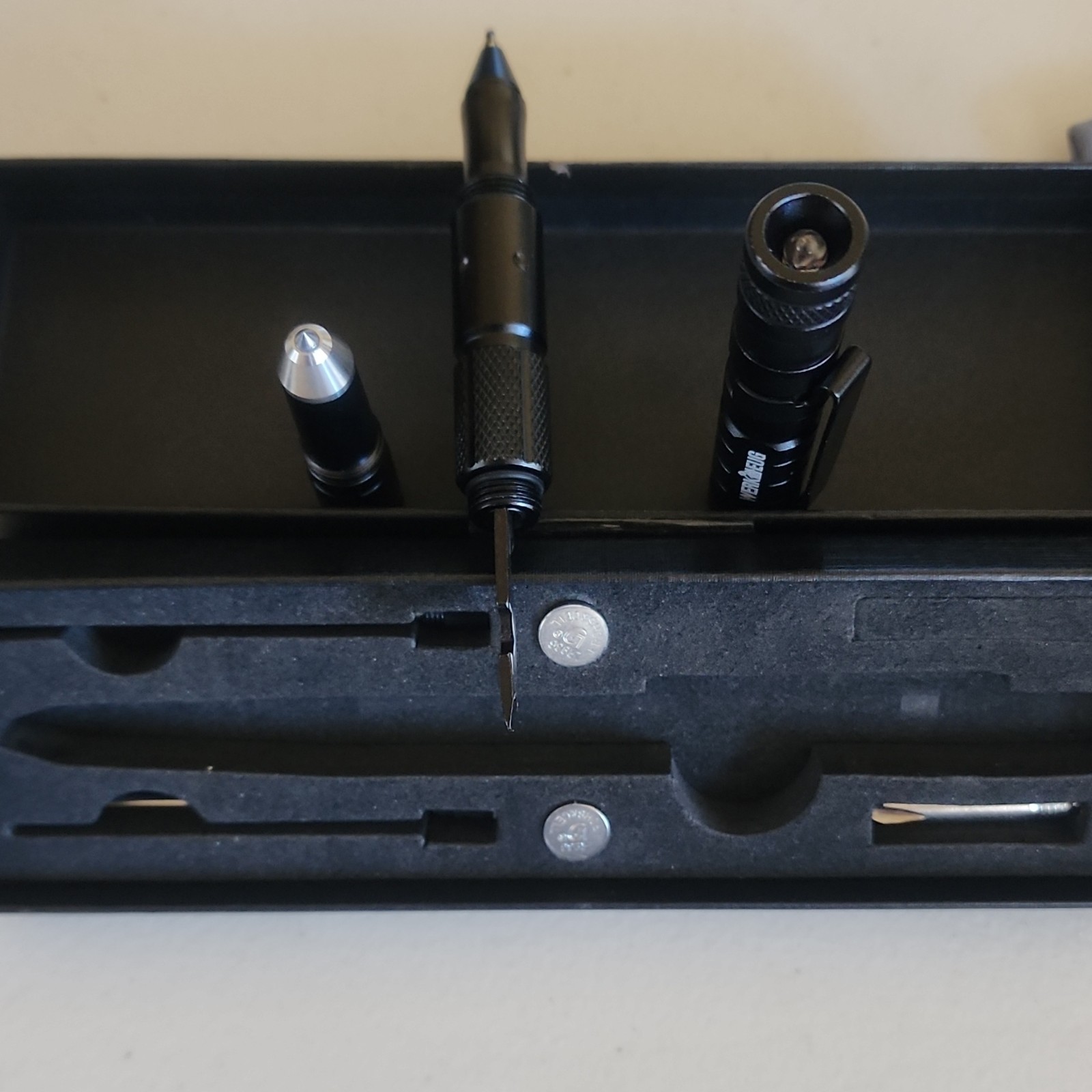 WERKZEUG Black Multi-Tool Pen Ergonomic Handle with Flashlight & Bottle Opener