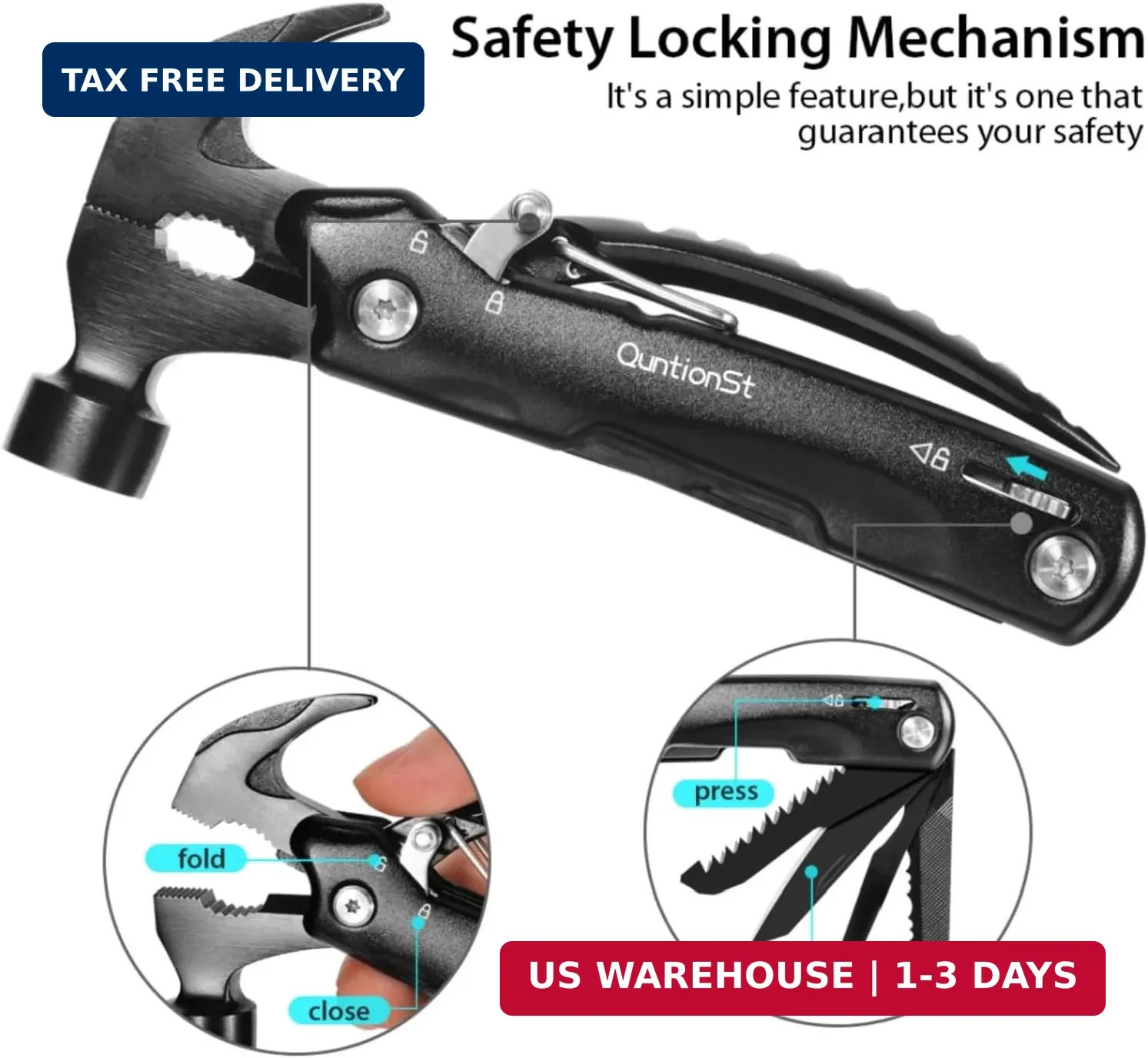 Birthday Gifts for Men,12-in-1 Hammer Multitool,Christmas Stocking Stuffers for