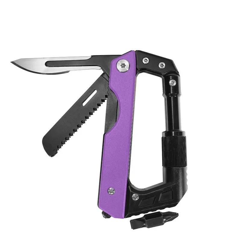 Survival Backpack Camp Knife Carabiner Multitool Multi Tool Keychain Keyring EDC
