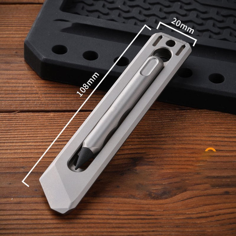 Titanium Alloy Bookmark Pen EDC Ruler Pry Bar Magnetic Inkless Pocket Tool