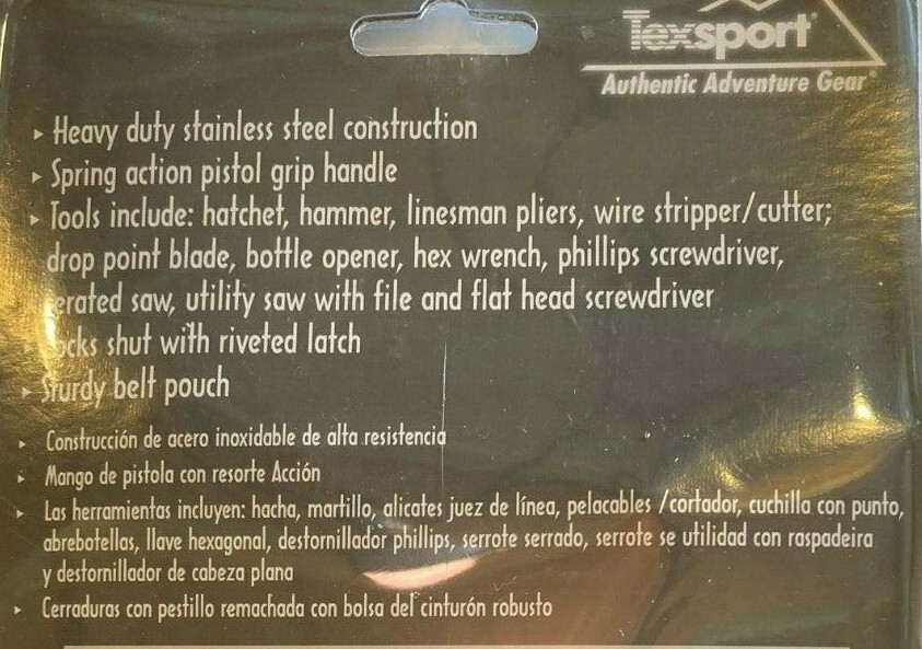 TEXSPORT ALL PURPOSE UTILITY TOOL WITH POUCH GREAT FOR CAMPING & SURVIVAL. @@@@@