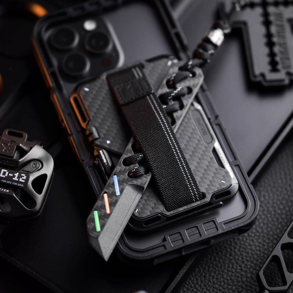 EDC Tool Black Carbon Fiber Pry Bar Multi Tool Lightweight Hollow Design