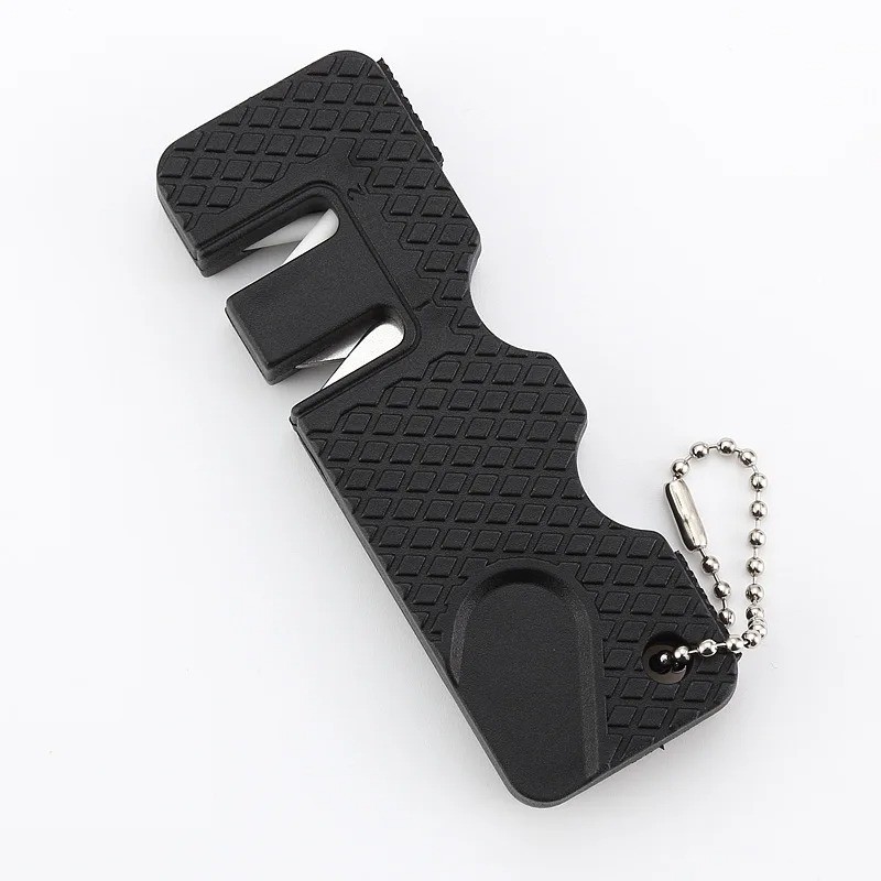 Ceramic Steel Dual Pocket Knife Sharpener KeyChain Survival Gear Hiking Camping