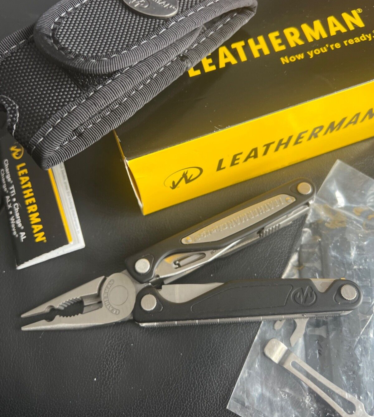 NOS Leatherman Charge ALX 1st Generation New W Box, Papers, Sheath, Extra Bits