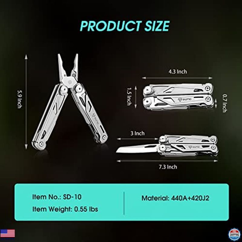 Tactical Multitool Pocket Knife for Men – Versatile Tool with Scissors, Saw,