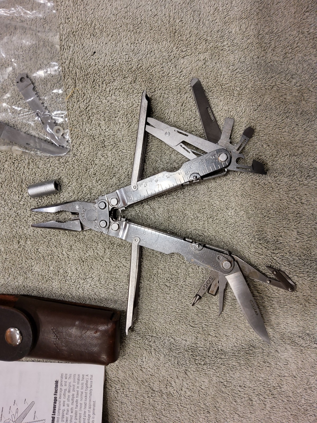 SOG PowerLock Multi Tool Leather Pouch VTG 90s USA Made Excellent Used Condition