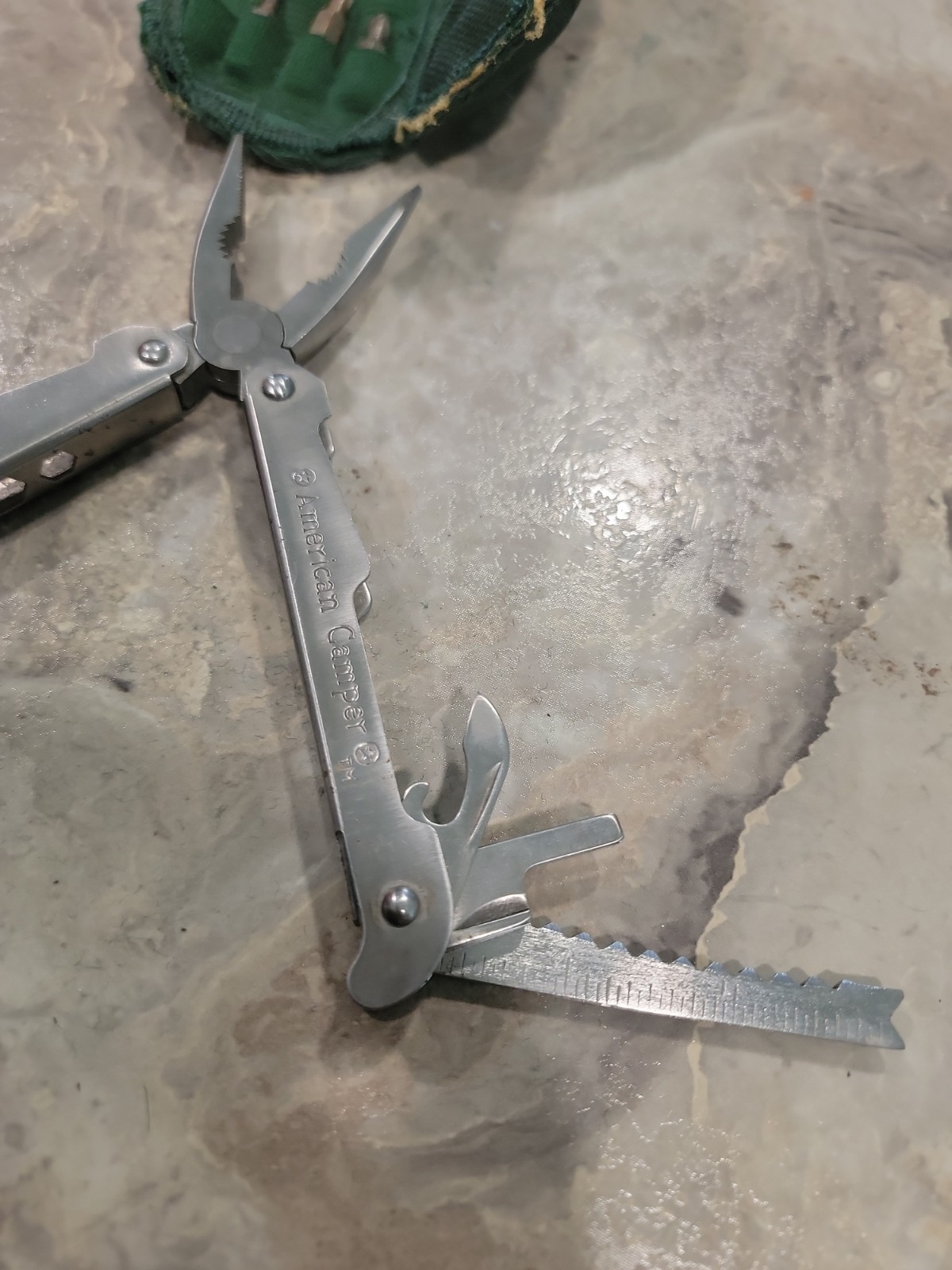 Vintage American Camper Stainless Steel Multi Tool W/ Nylon Case & Bits Pat Pend