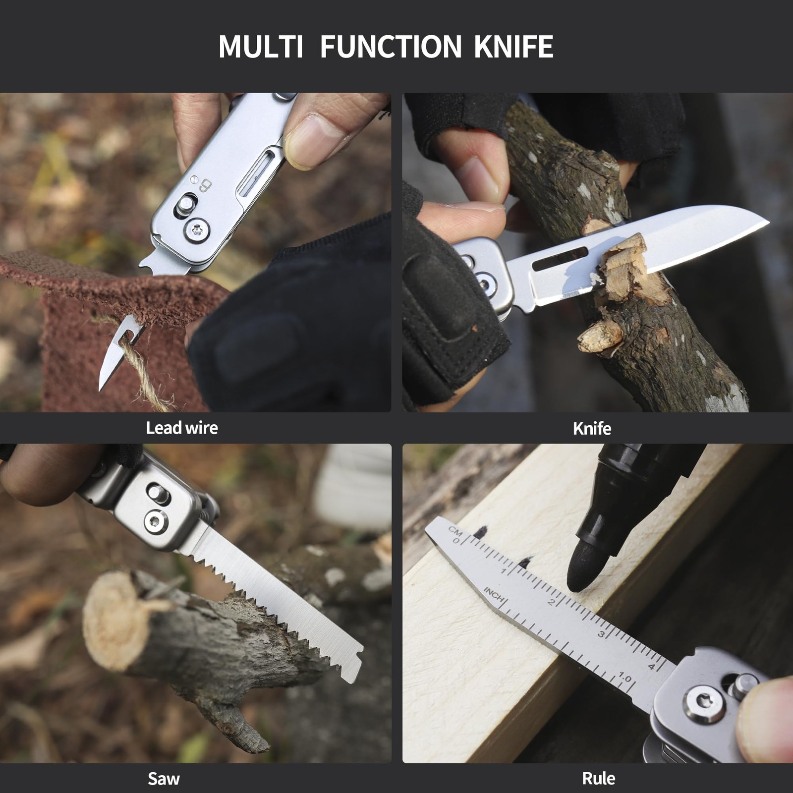 Multitools Camping, 13in1 Multifunction Folding Knife Stainless Steel with Scissors,…