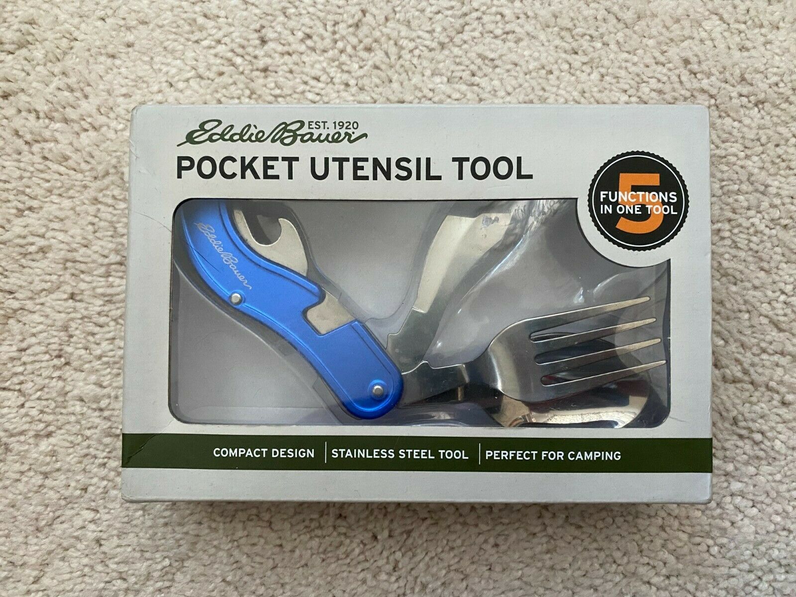 Eddie Bauer 5 Functions In One Tool Pocket Utensil Multi-Tool – Blue – New