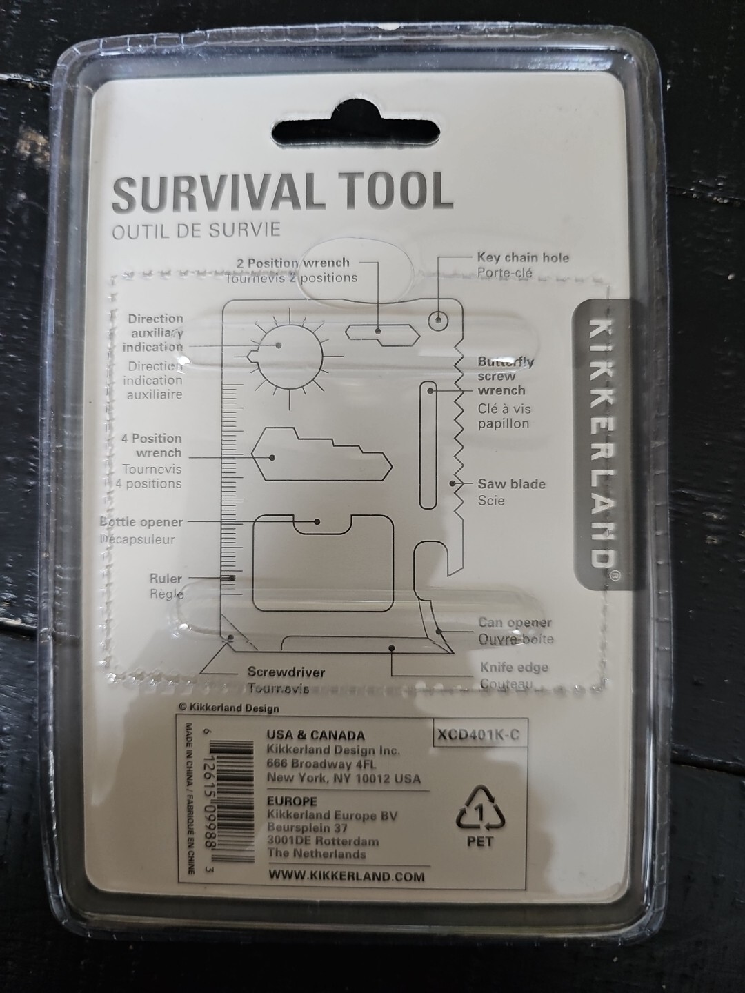 Kikkerland Classic Multi-Survival Tool Saw Blade Opener Ruler Wrench. NIP (F53)