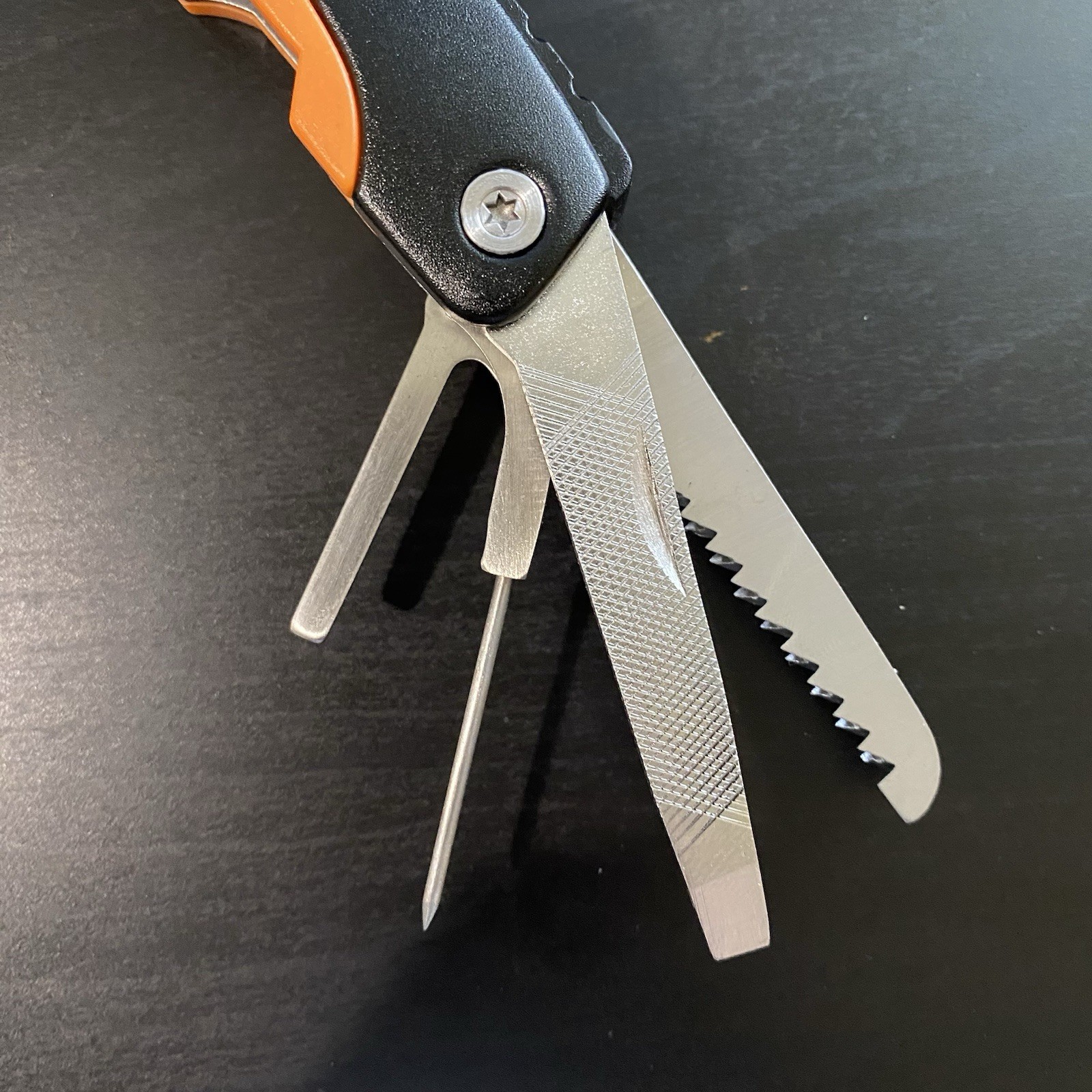 Field & Stream 10-in-1 Multi-Tool Black Orange Stainless Steel With Sheath