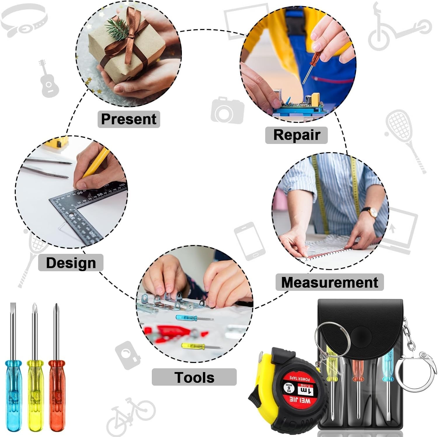 Practical Mini Keychain Set for Men – 40 Pcs