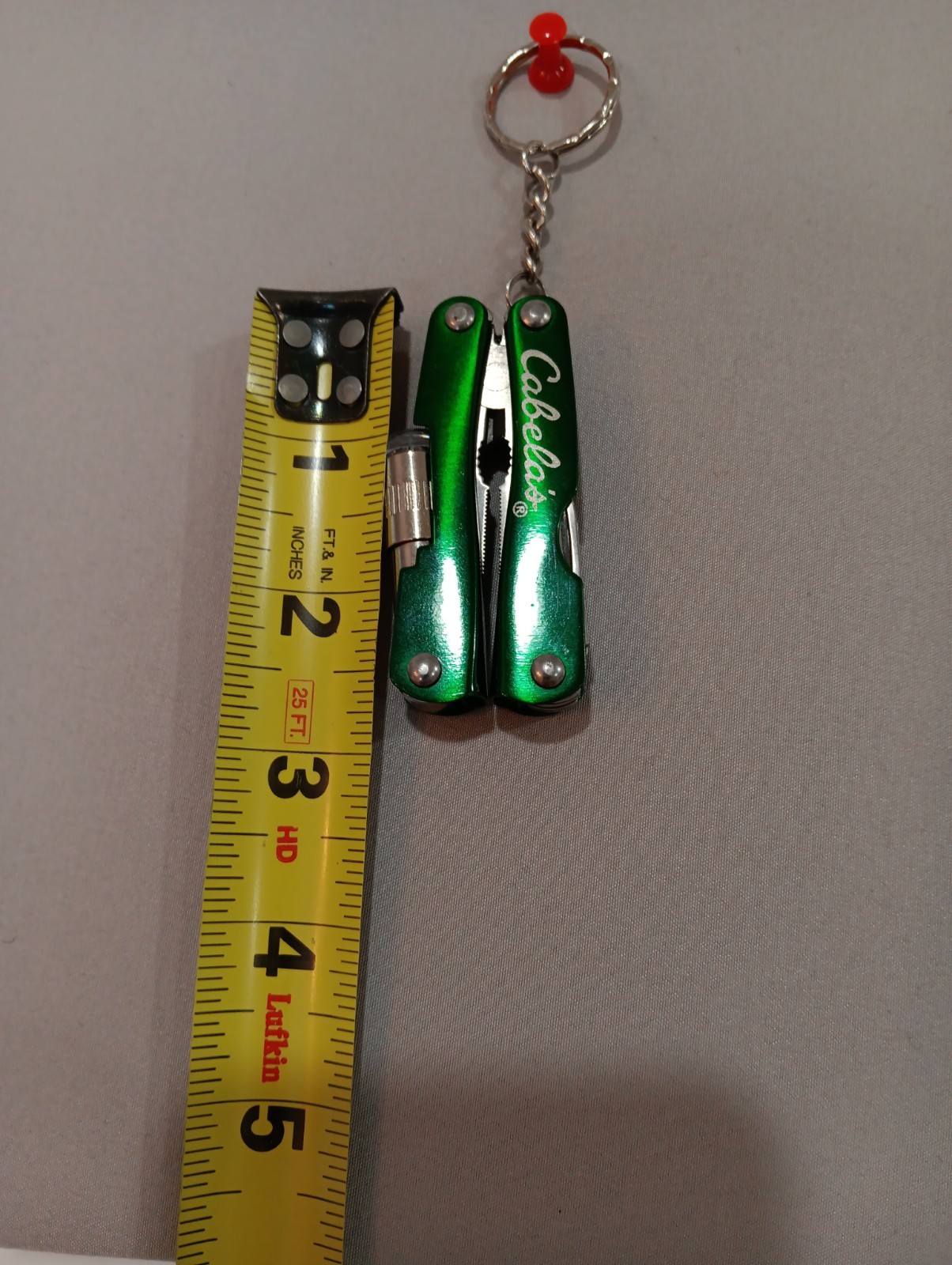 Cabela’s Mini Multi-Tool Pocket Knife Green Keychain With LED Light Multi Tool