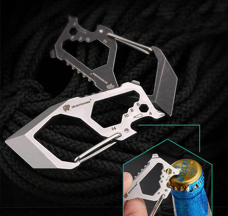 EDC High Stainless Steel Multifunction Keychain Key Carabiner Opener Wrench Tool