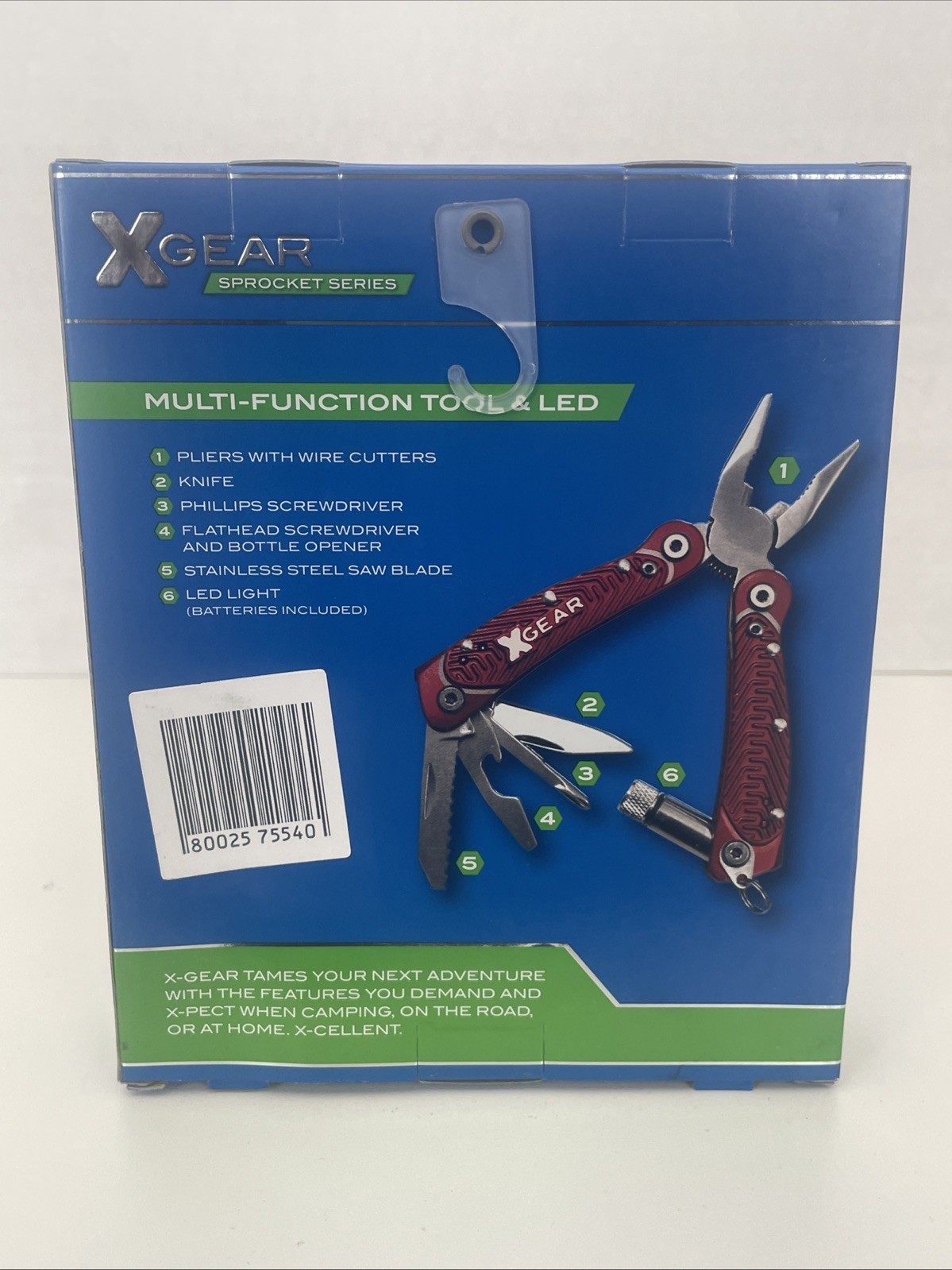 X-Gear 8 Tool Men’s Multi-Function Tool w/Led Light (Silver)