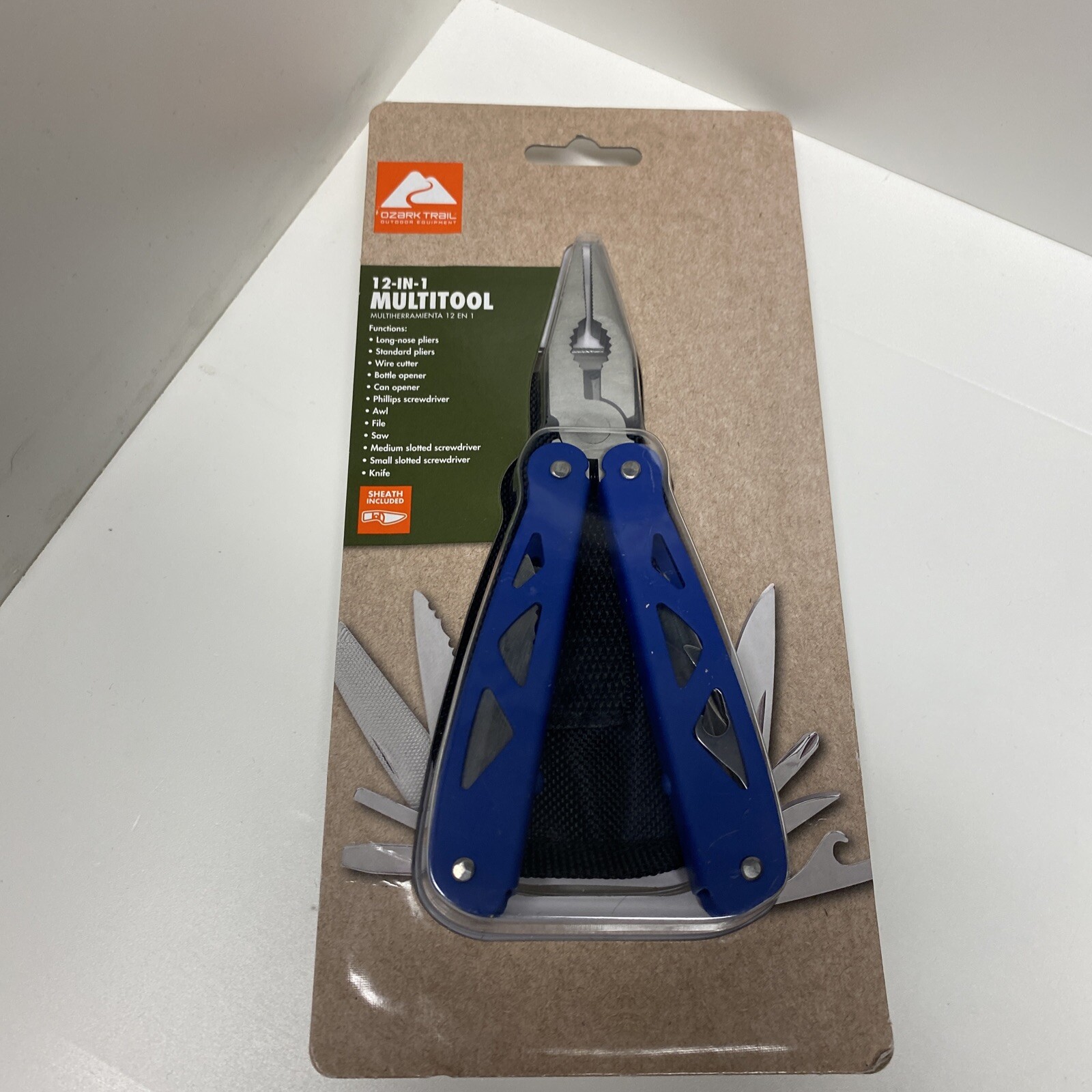 OZARK TRAIL BLUE STAINLESS STEEL 12 IN 1 MULTITOOL WITH SHEATH – BLUE