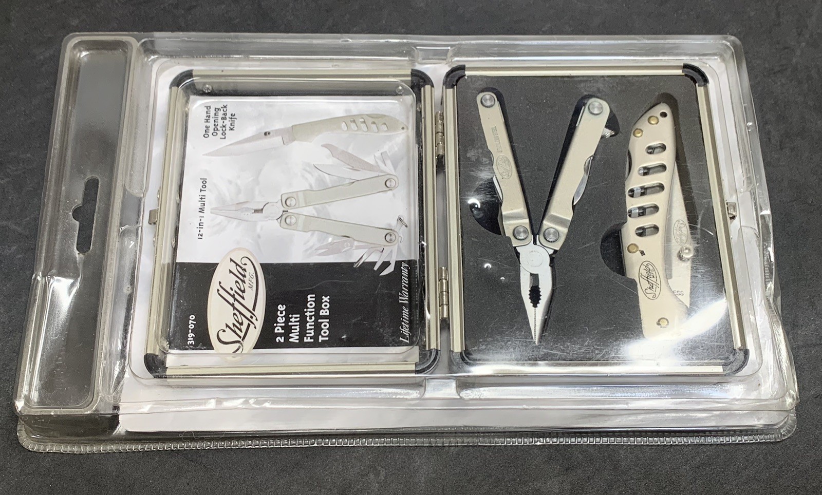 NEW! SHEFFIELD 2pc Multi 12 In 1 Tool Set & Folding Locking Knife w/Case