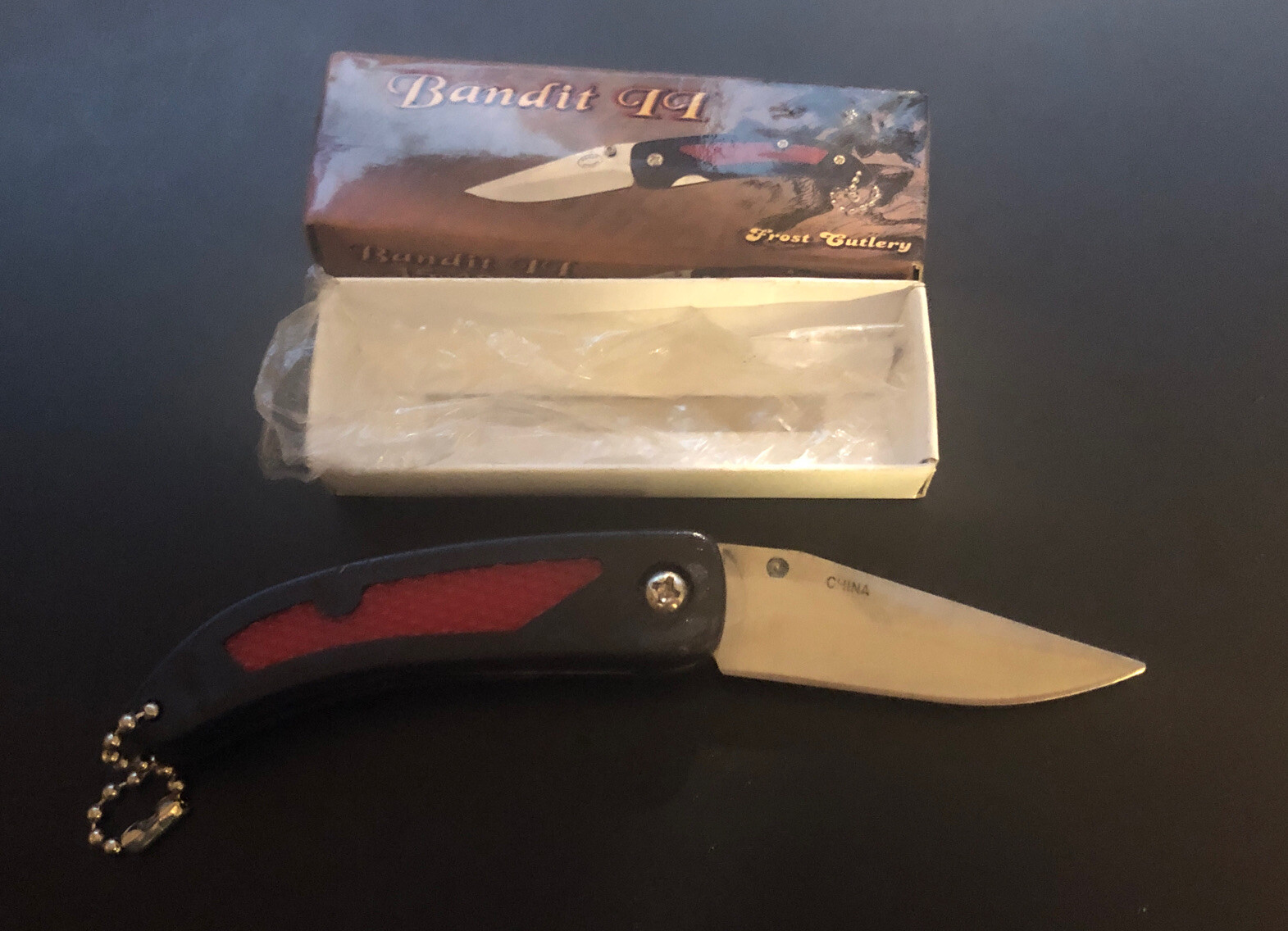 3” Pocket Knives Frost Cutlery THE BANDIT II black And Red NIB