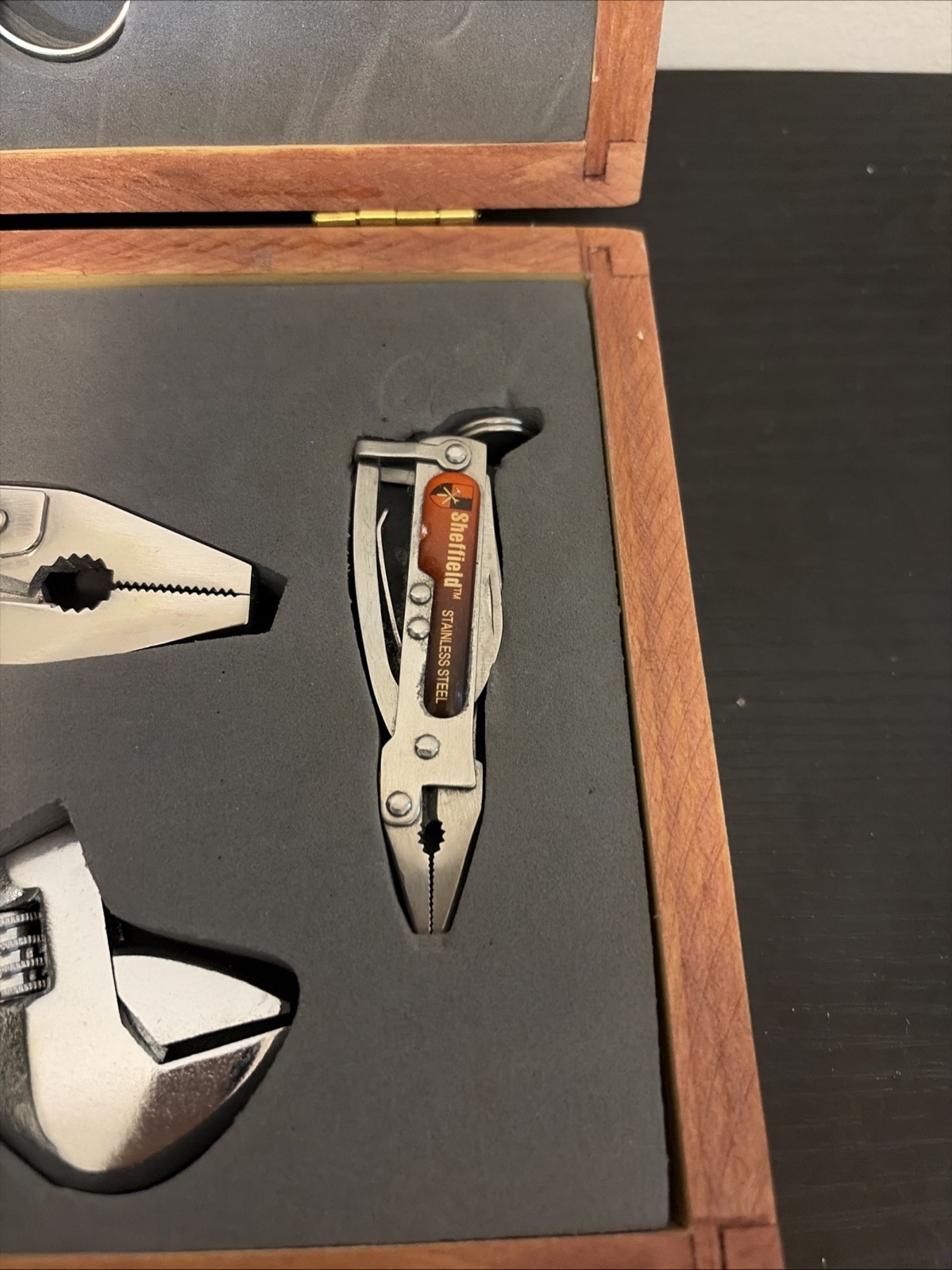 Sheffield Stainless Steel Multi Tool Knife Set in Wood Case 6 Piece Gift Set