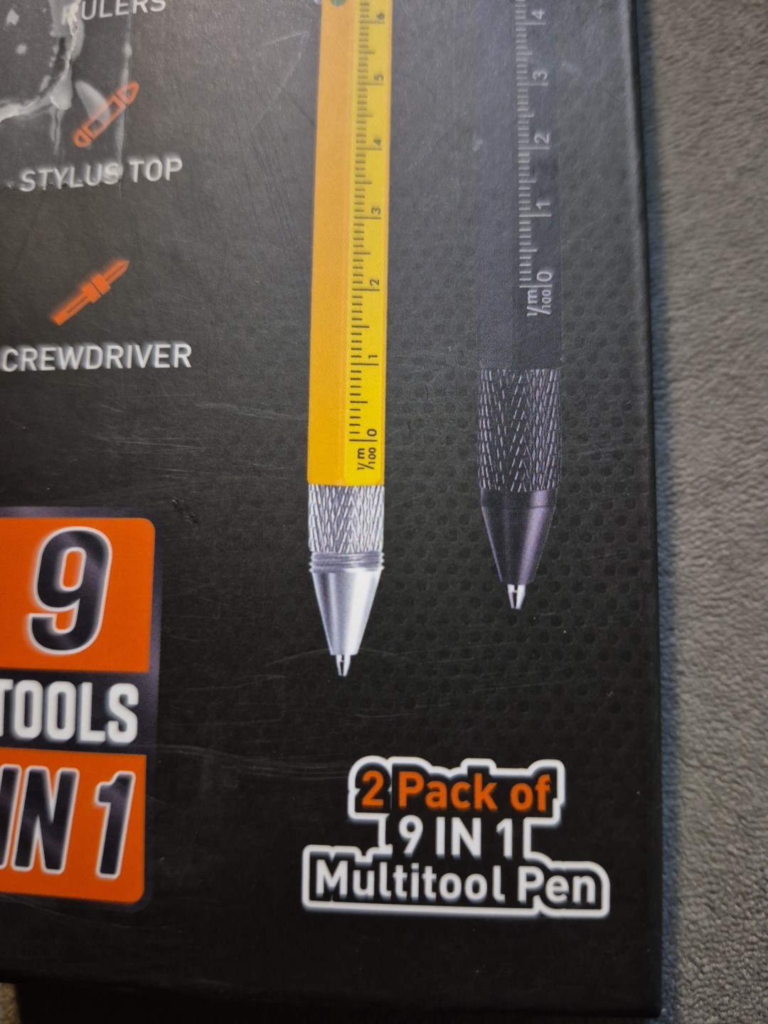 Multi Tool 9 In 1 W/Batteries Pen Stylus Screwdriver Light Level Ruler 2 Pack