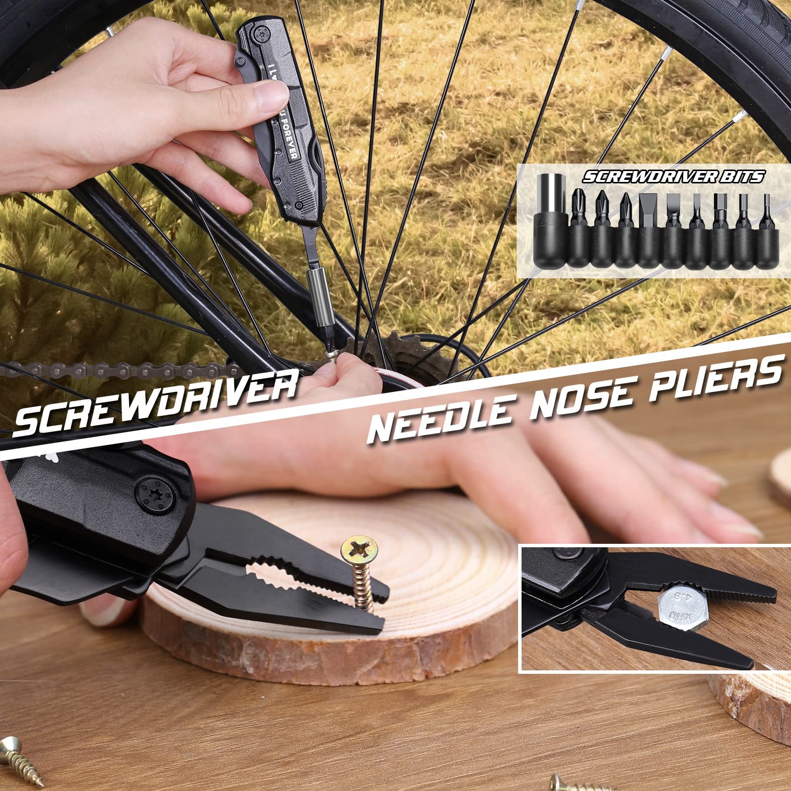 Gifts for Boyfriend Husband,Multitool Pocket Knife “I LOVE Black