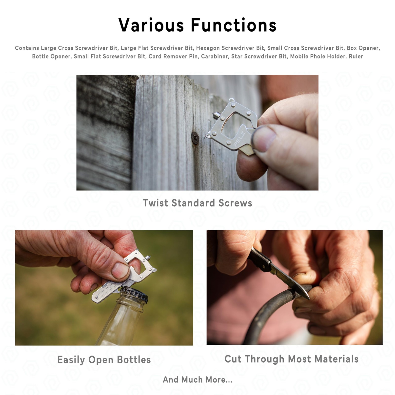 KeyTool Silver 12-in-1 Keychain Multi Tool with Carabiner