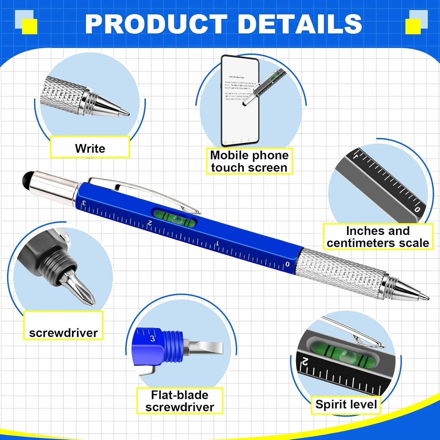 112 Pcs Multitool Pens Fathers Day Dad Gifts Bulk 6 In1 Multitool Multi Tool Pen