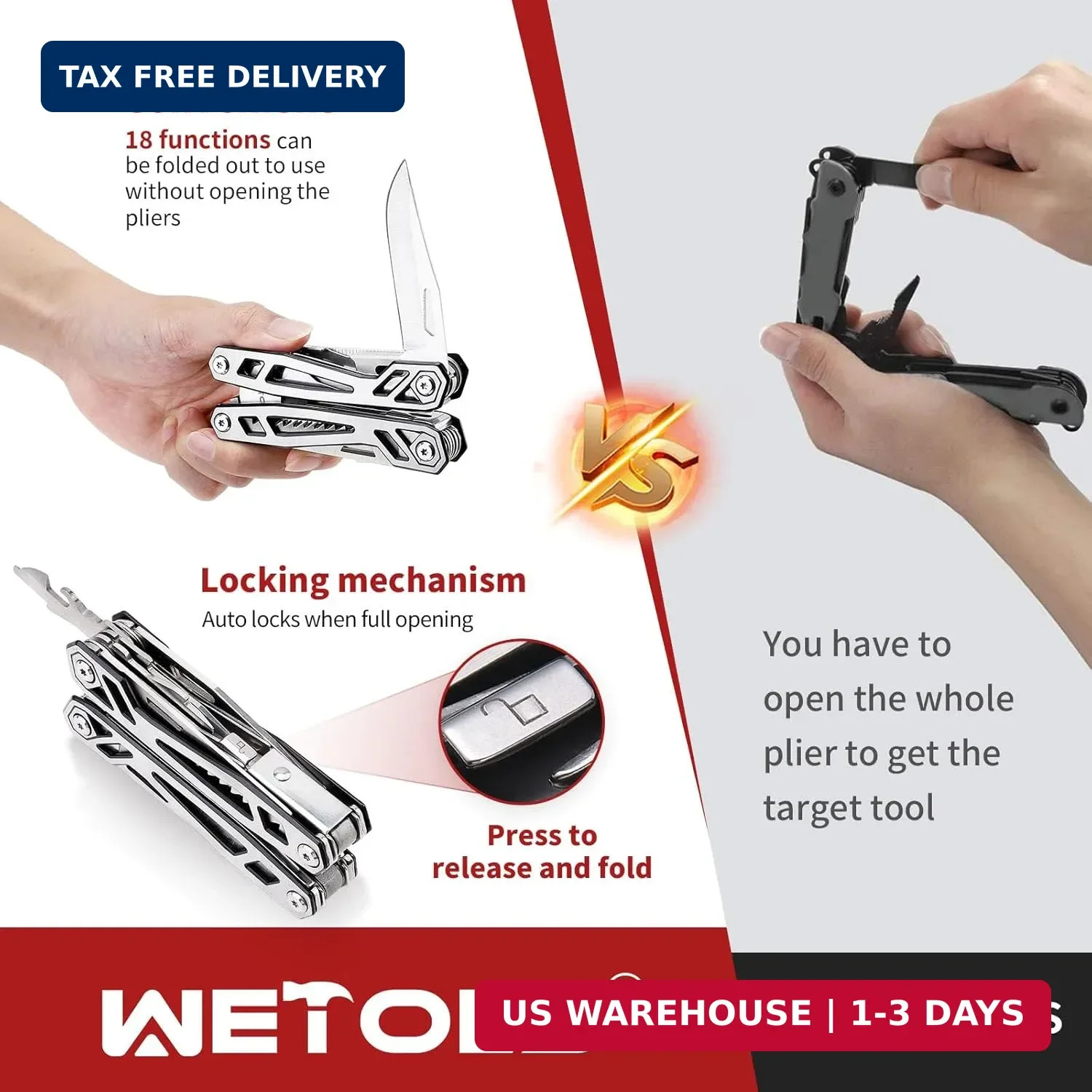 Multitool with Pocket Knife, Birthday Gifts for Men Women Mom Dad, WETOLS 21-in-