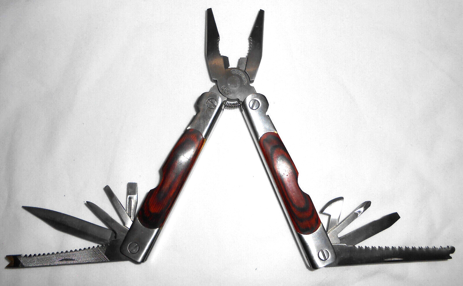 Sheffield 12-In-1 Multi Tool w/ Hardwood Handle Pliers Knife Blades Screwdrivers