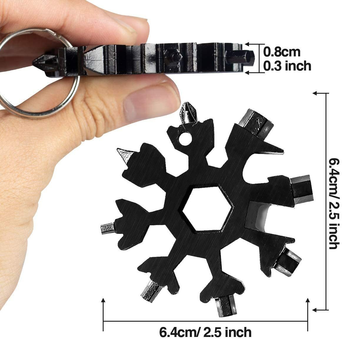 Portable 18 in1 EDC Gear Wrench Snowflake Multi Tool Travel Screwdriver KeyChain