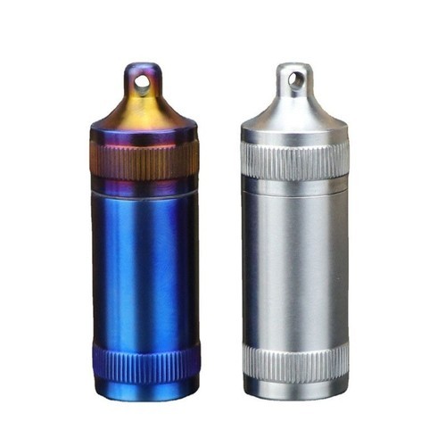 Titanium Alloy Waterproof Emergency Capsule Box Pill Case Keychain Pendant EDC
