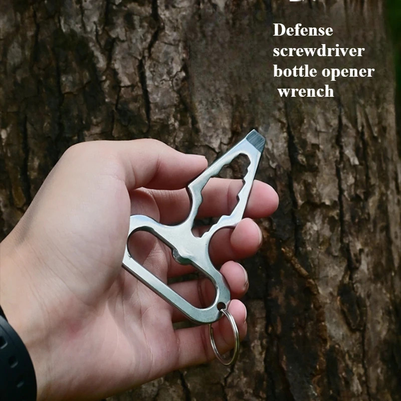 stainless steel EDC tool keychain bottle opener camping self-defense spike