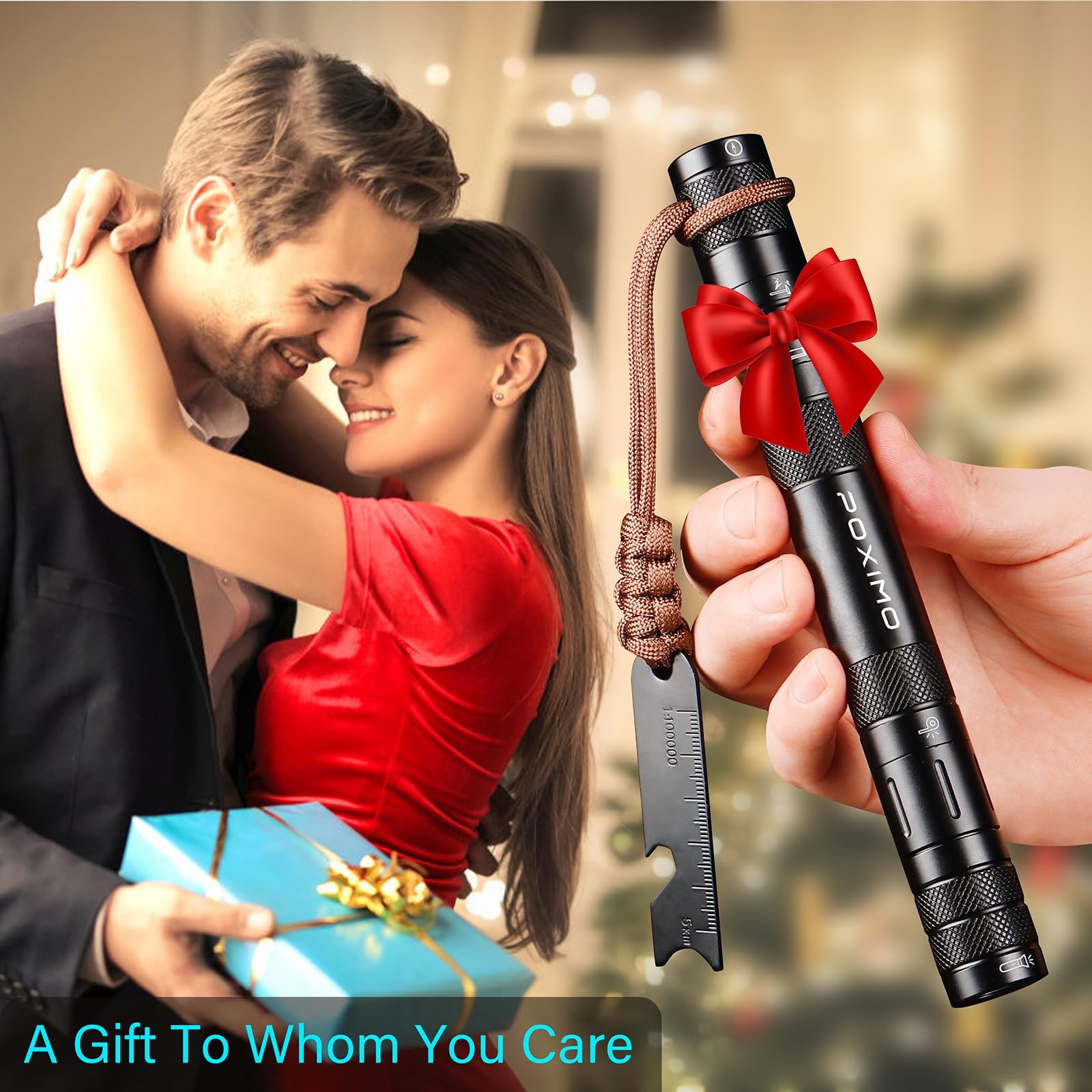 POXIMO 9-in-1 Survival Multitool Flashlight Fire Starter Compass Camping EDC