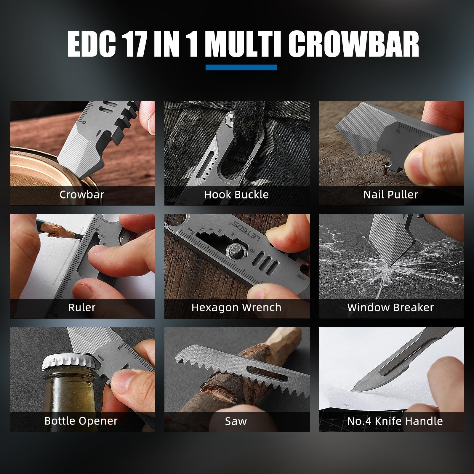 17 in 1 Multi Titanium Alloy Pocket Tool Portable Folding EDC with Carry-on P…