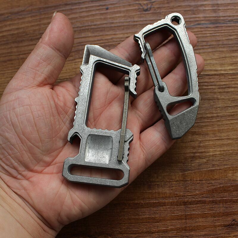 Titanium Alloy Multi-purpose Tool EDC Key Chain Hang up Carabiner Pry Bar Opener