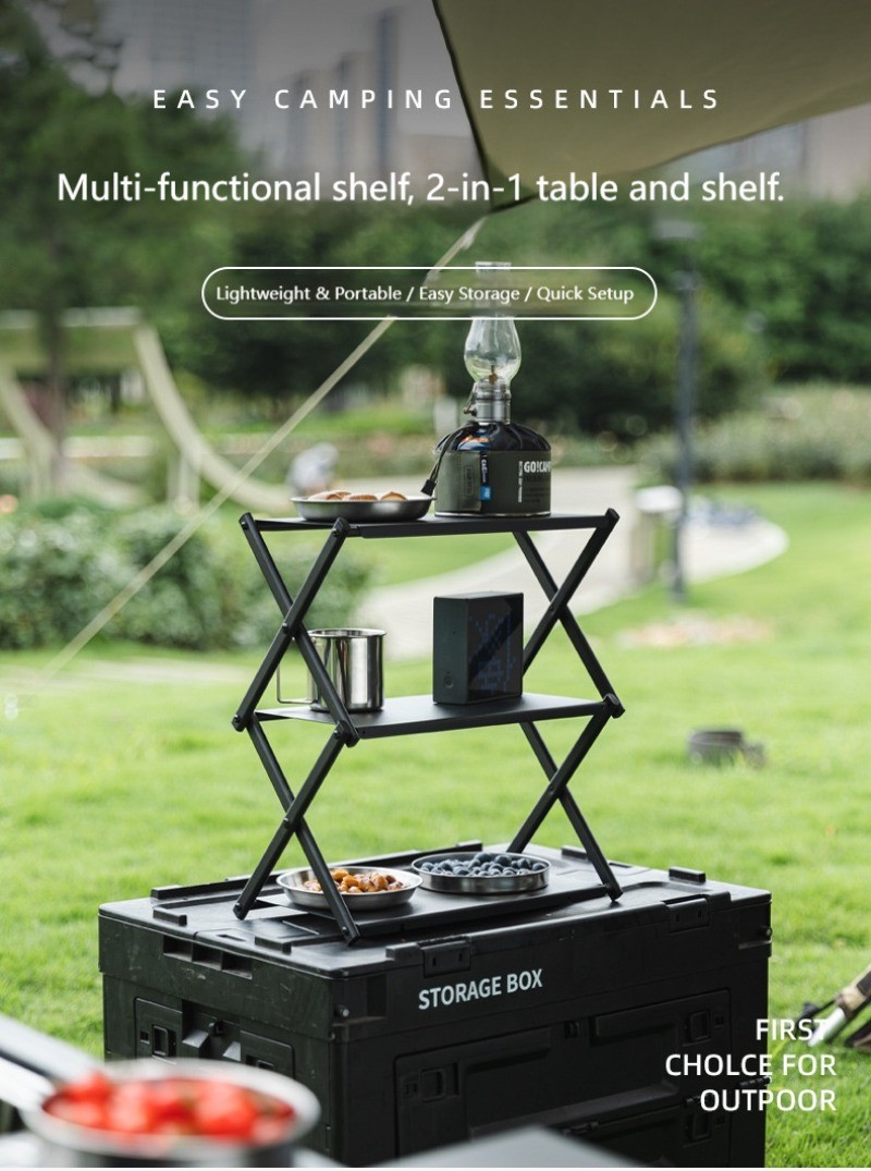 Outdoor folding storage rack multifunctional aluminum alloy small table