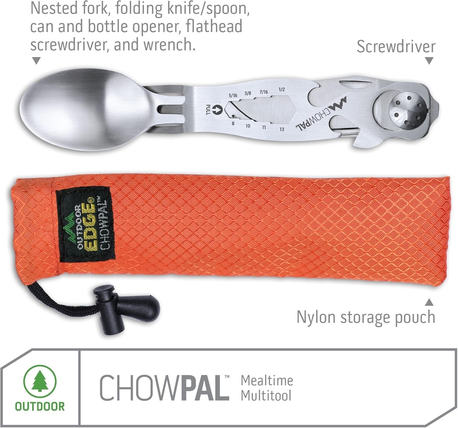 ChowPal Mealtime Multitool W/ Folding Knife Fork Spoon Bottle Opener Can Opener