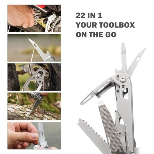 Multitool Stainless Steel 22-in-1 Pliers with Safety Locking Pocket Knife