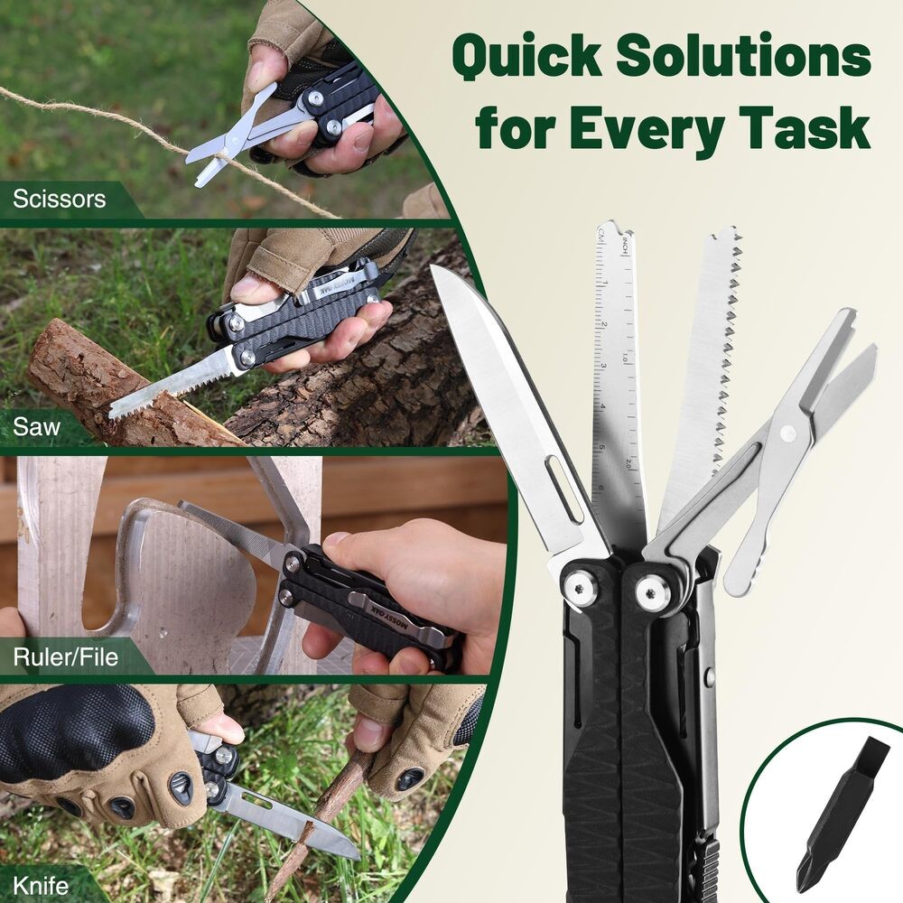 MOSSY OAK 17-in-1 Stainless Steel MultiTool Pocket Knife with Screwdriver Sleeve