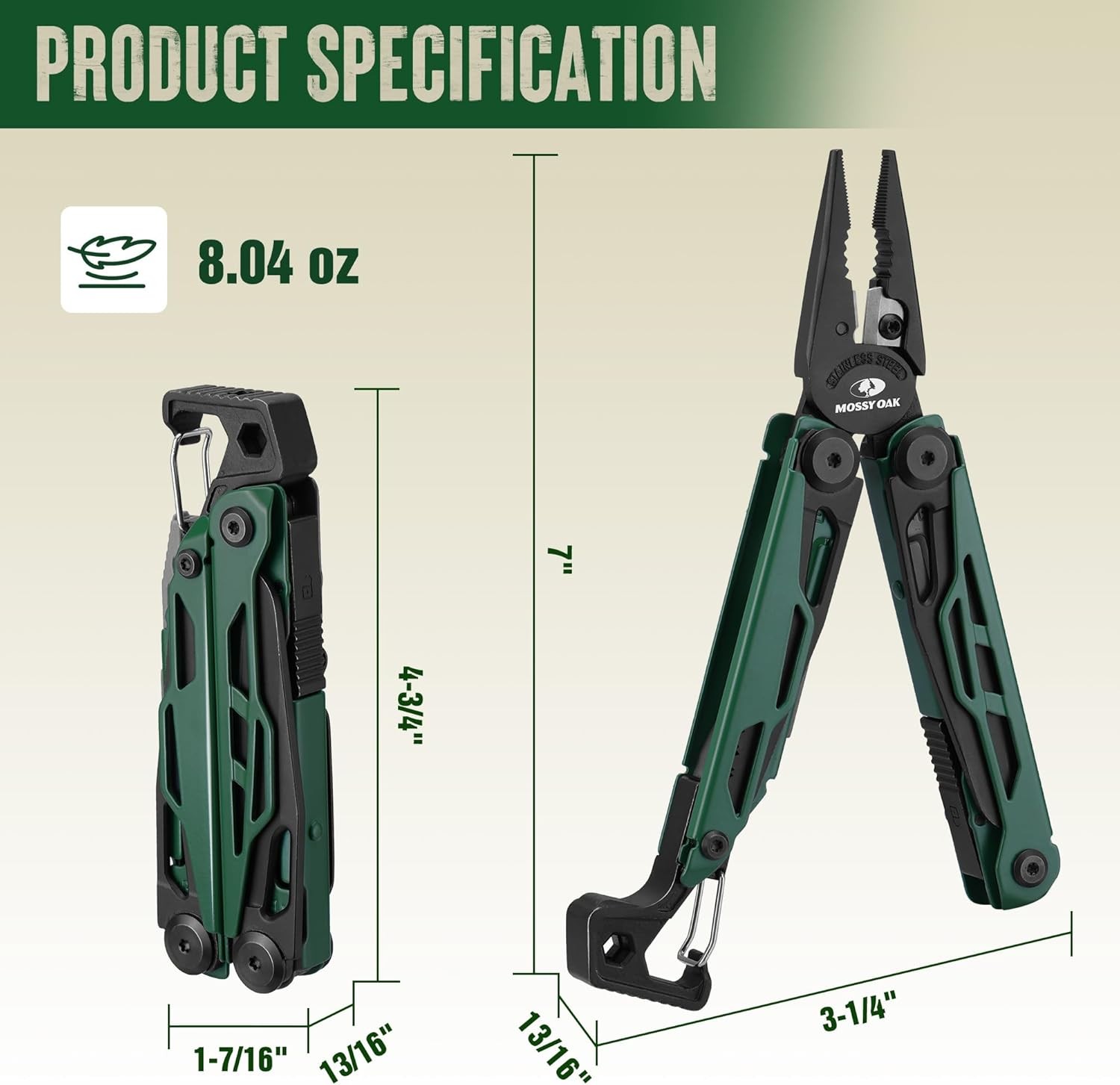 MOSSY OAK 27-in-1 Multitool Plier Multi Tool Pocket Knife Screwdriver Self-Locks