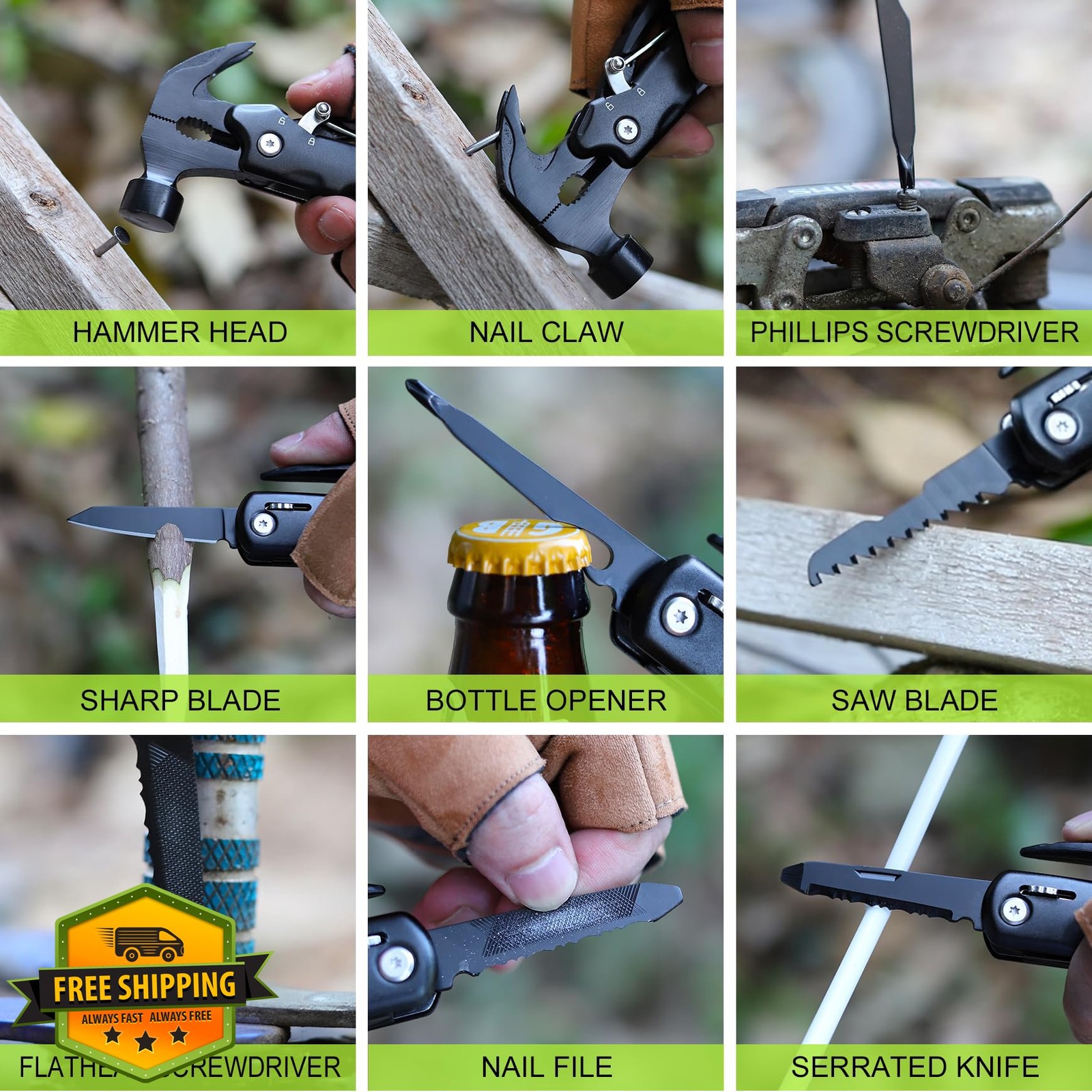 risadas Mens Multitool Hammer Claw Engraved
